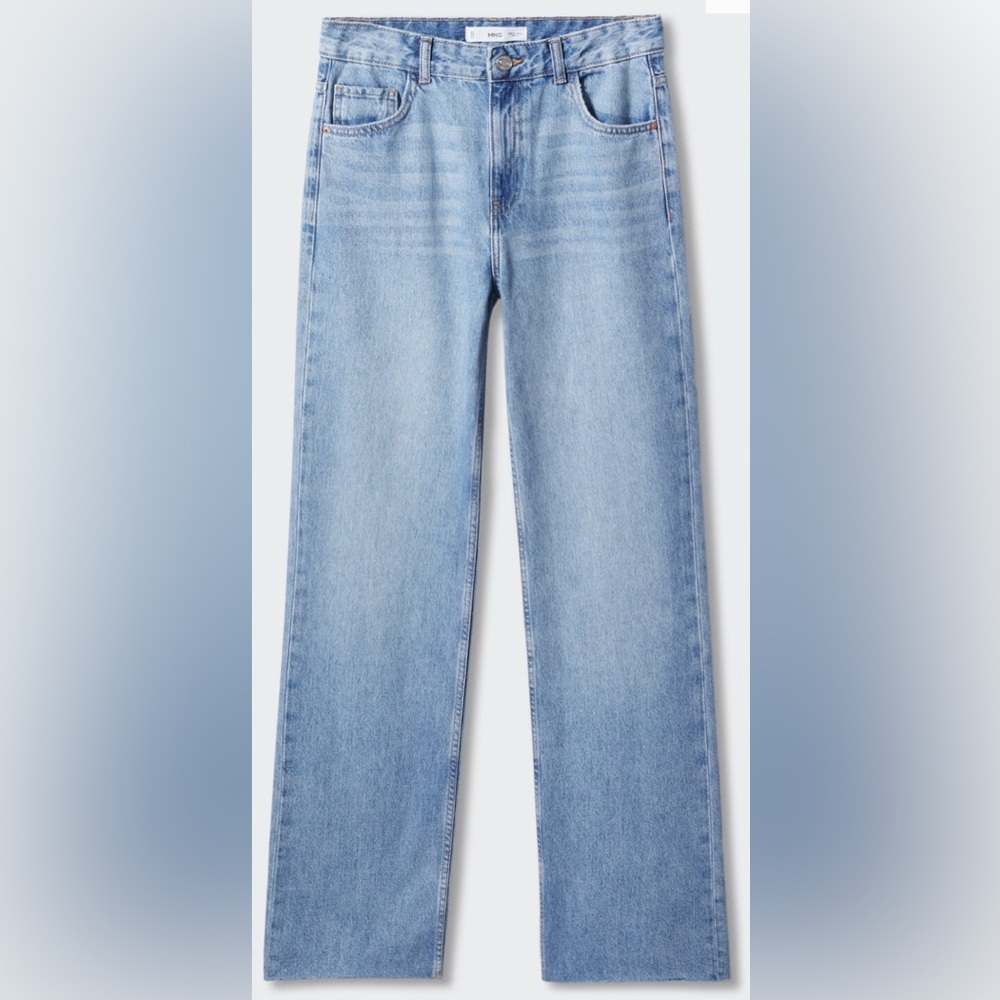 Mango MNG Blue Wide Leg Mid-Rise Jeans Size 6 Pre-Loved